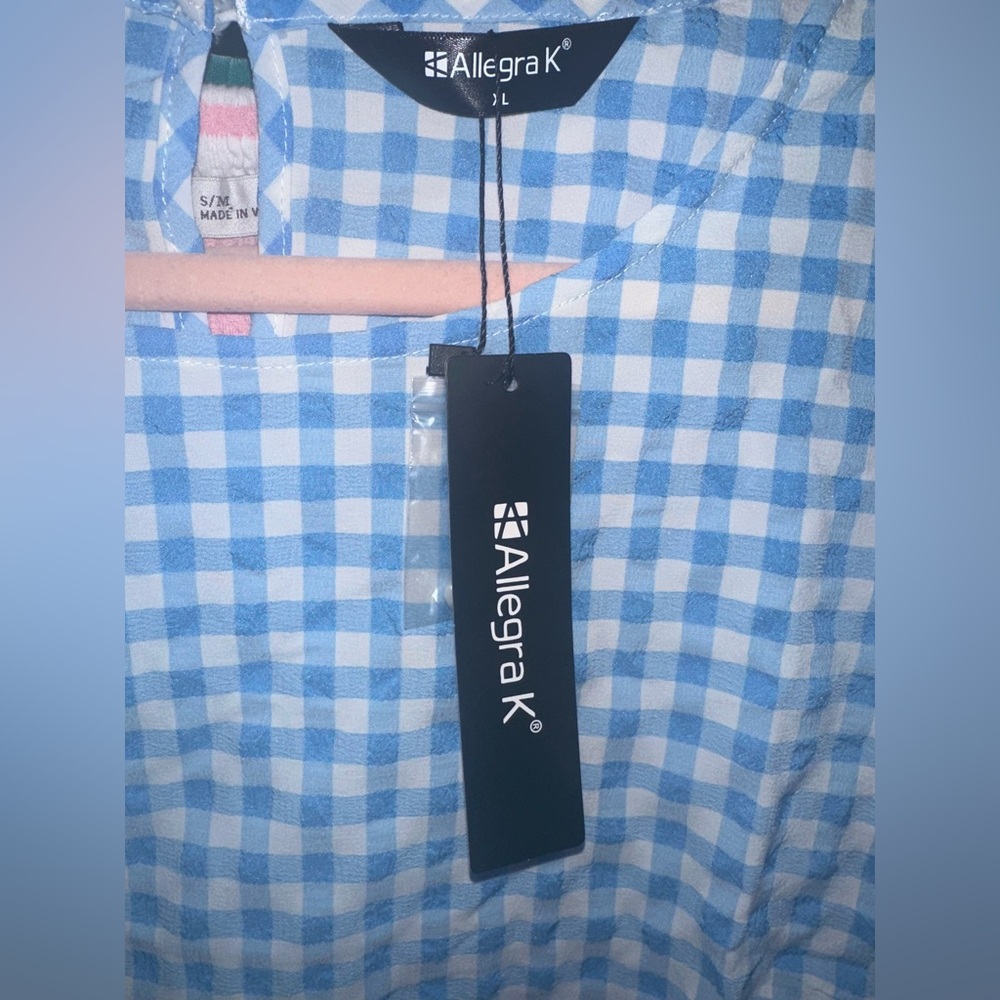 Allegra K Gingham Puff Sleeve Top NWT - Picture 5 of 5